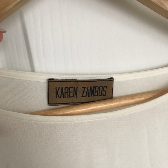 Karen Zambos White Lace Detail Top - Picture 2 of 4